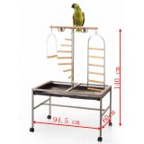 LARGE BIRD PARROT PLAYPEN GYM TOY STAND ON WHEELS 